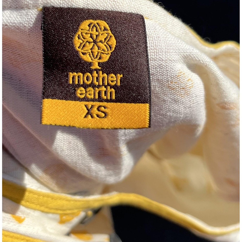 Mother Earth Dress Womens XS White Yellow Bird Print Sleeveless Pockets A-Line - Picture 12 of 12